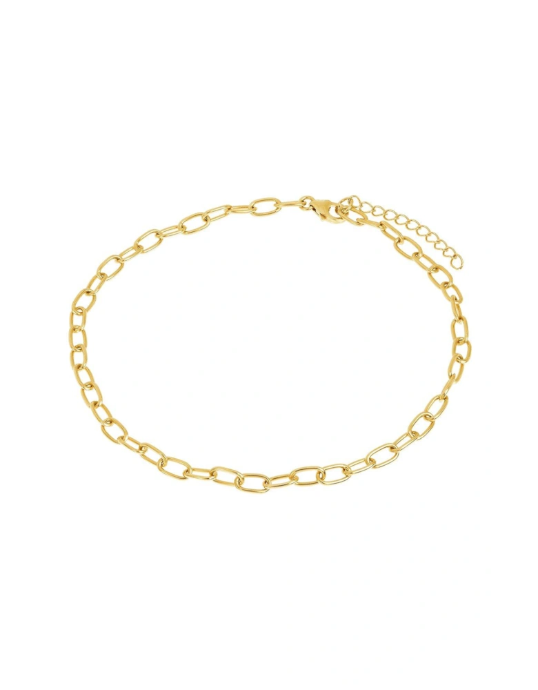 Sterling Silver 18ct Gold Plated Oval Link Single Anklet