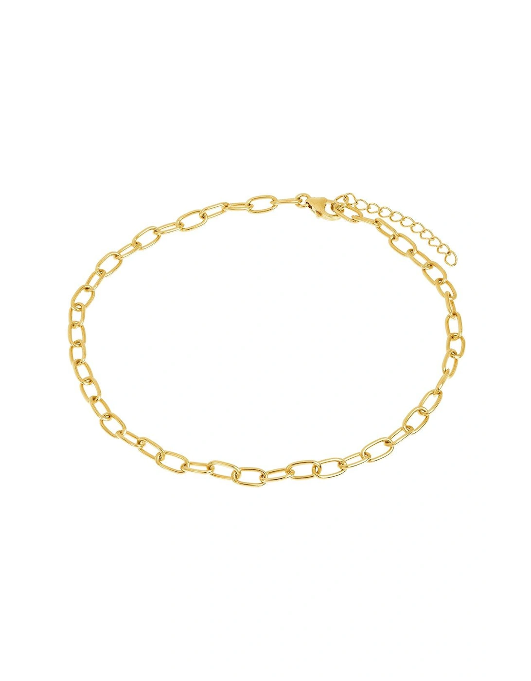 Sterling Silver 18ct Gold Plated Oval Link Single Anklet, 2 of 1