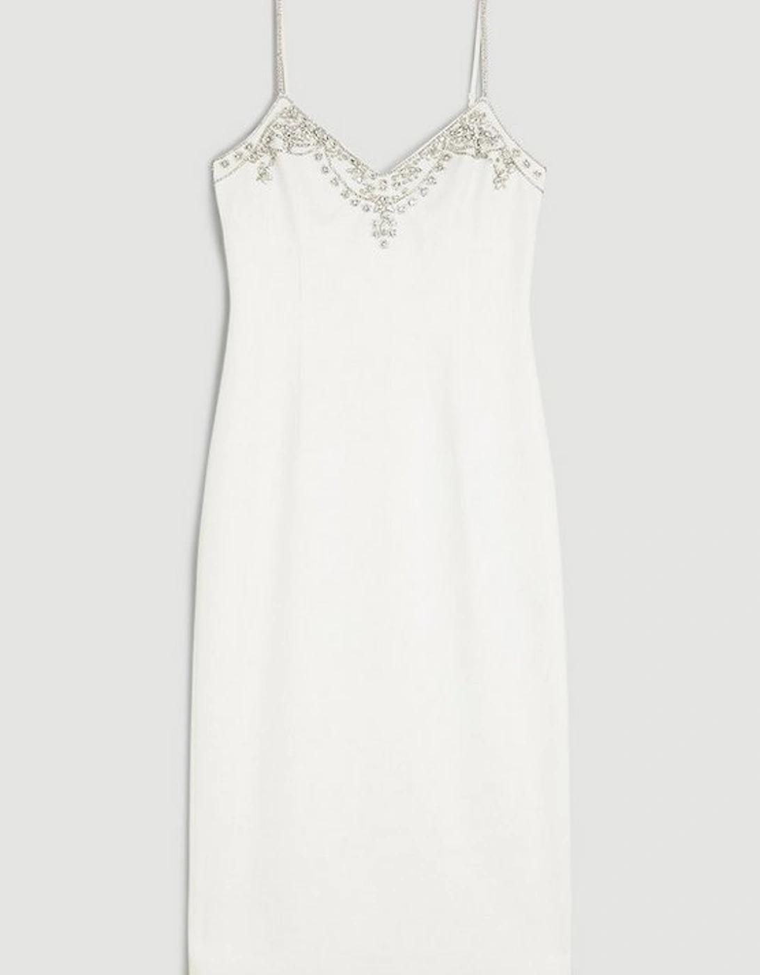 Crystal Embellished Strappy Woven Midi Dress