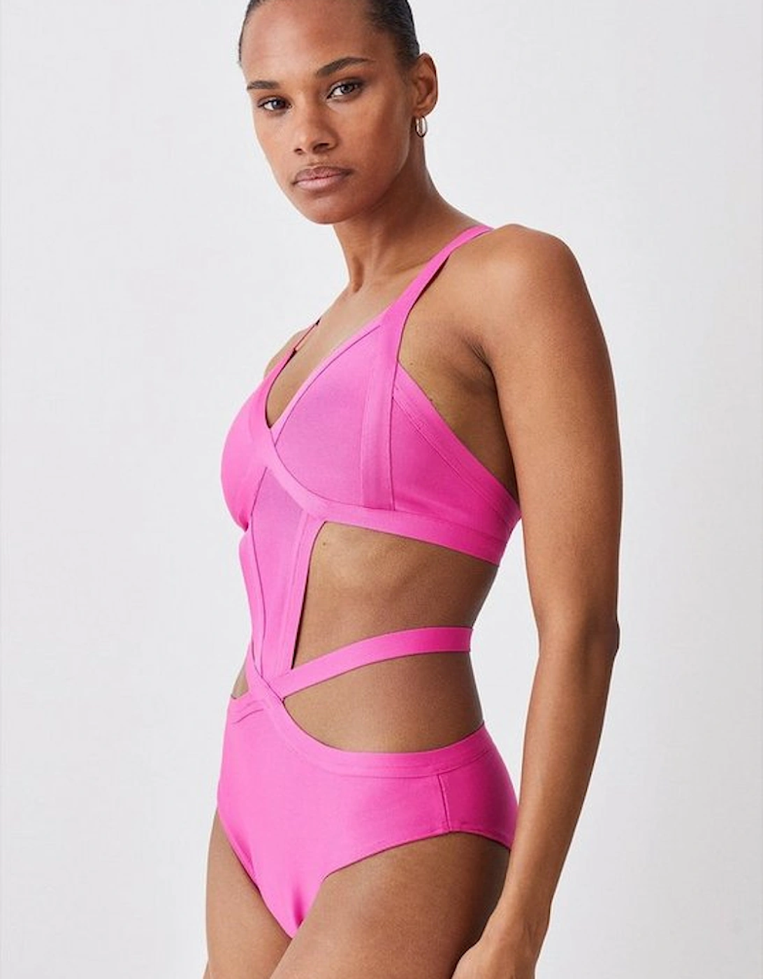 Bandage Strappy Cross Front Swimsuit, 5 of 4