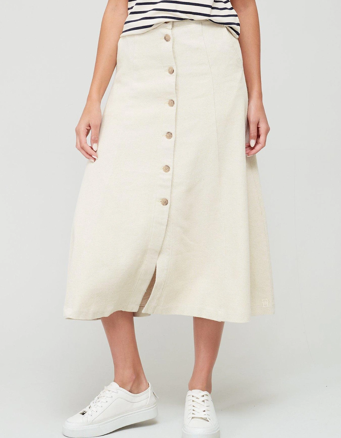 Denim Flare Nola Linen Skirt - Cream, 5 of 4
