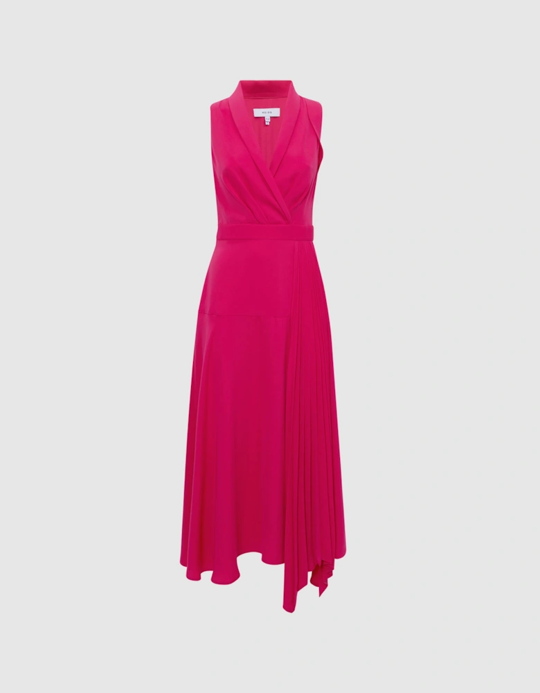 Pleated Fitted Midi Dress