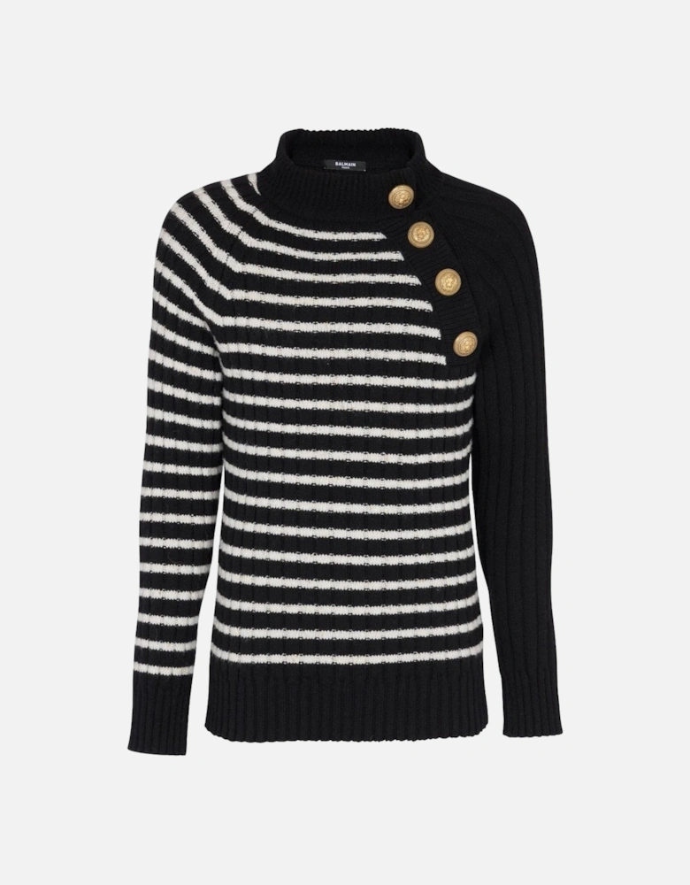 Stripe Cashmere Sweater Black
