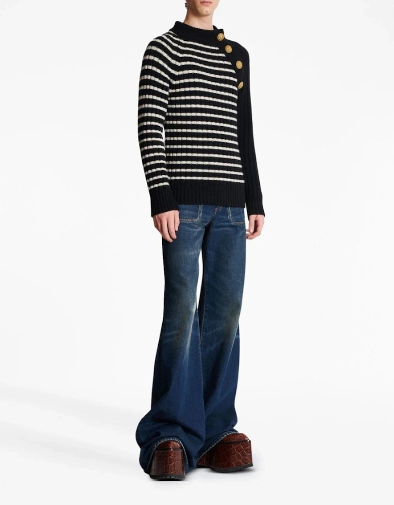 Stripe Cashmere Sweater Black