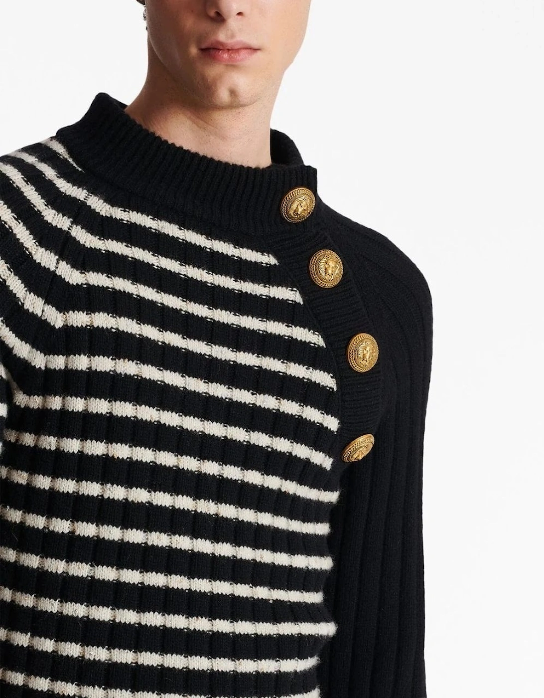 Stripe Cashmere Sweater Black