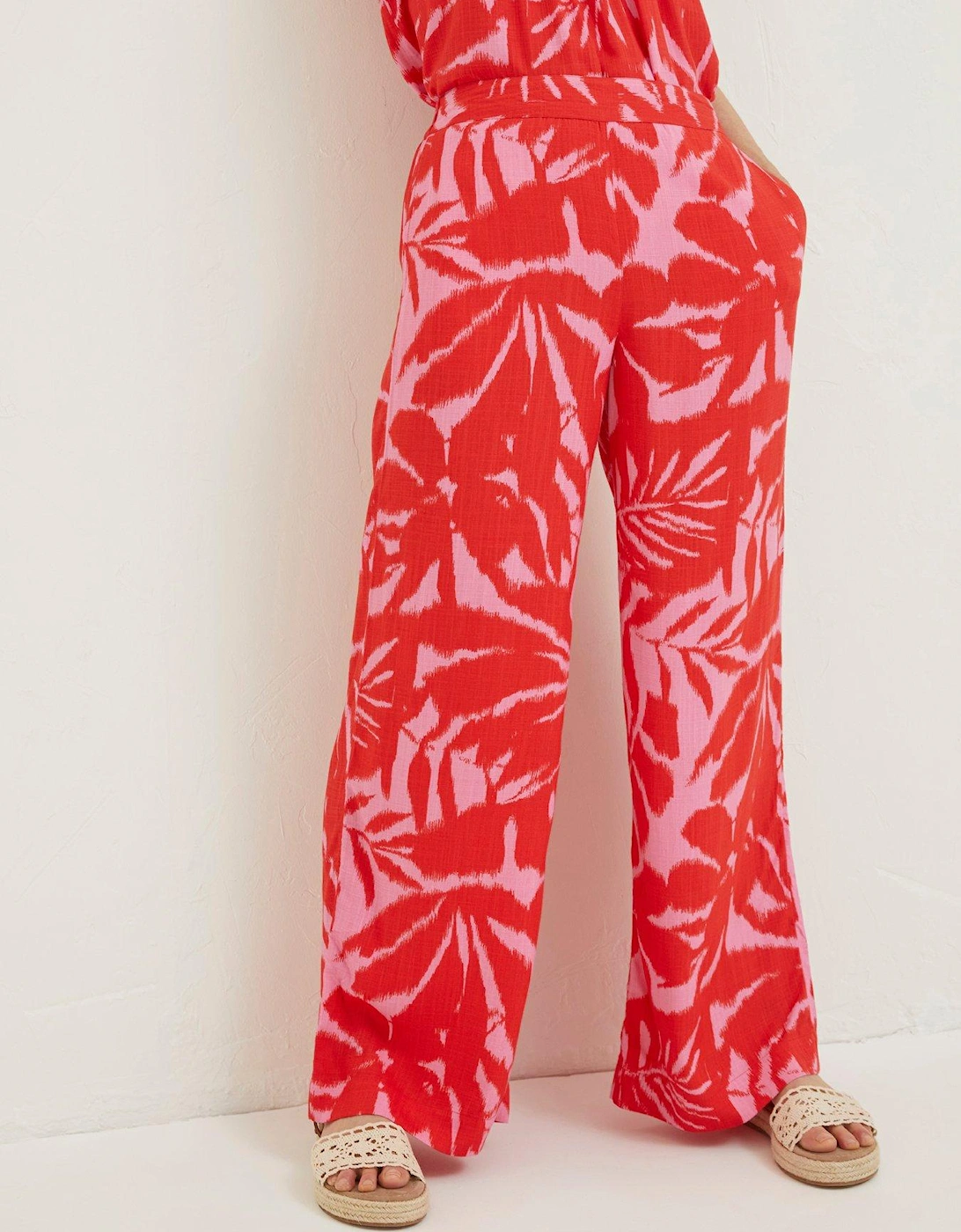 Ikat Leaves Palazzo Trouser - Red, 3 of 2
