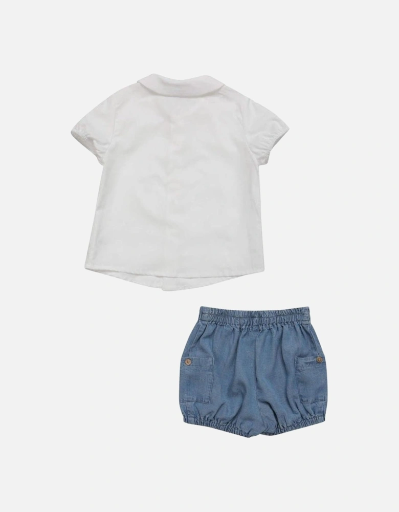 Boys White Shirt with Denim Style Shorts