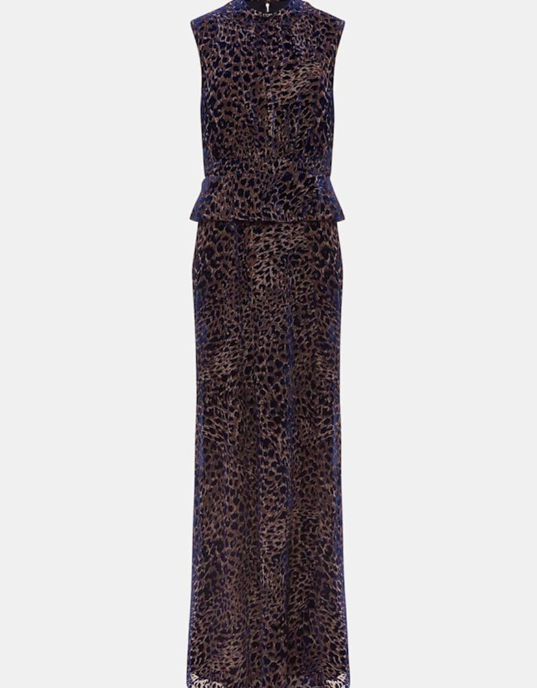 Catalina Leopard Velvet Maxi Dress