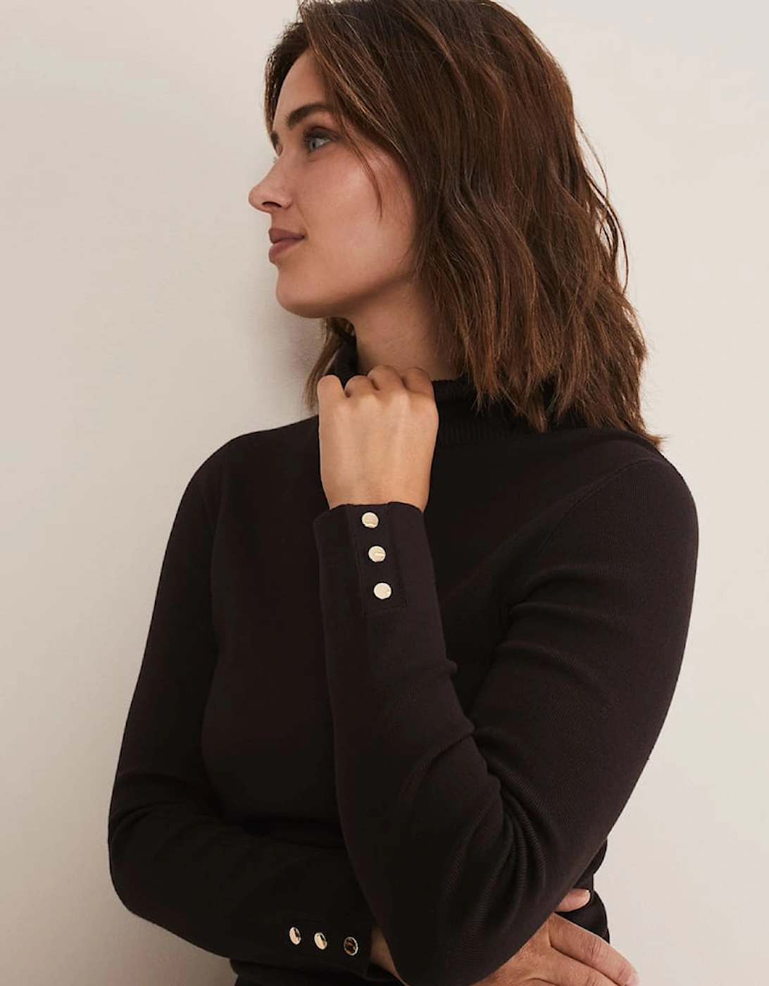 Ottilie Button Detail Roll Neck Knit