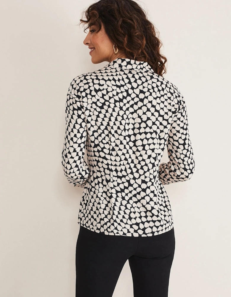 Kesia Ruched Front Heart Print Shirt