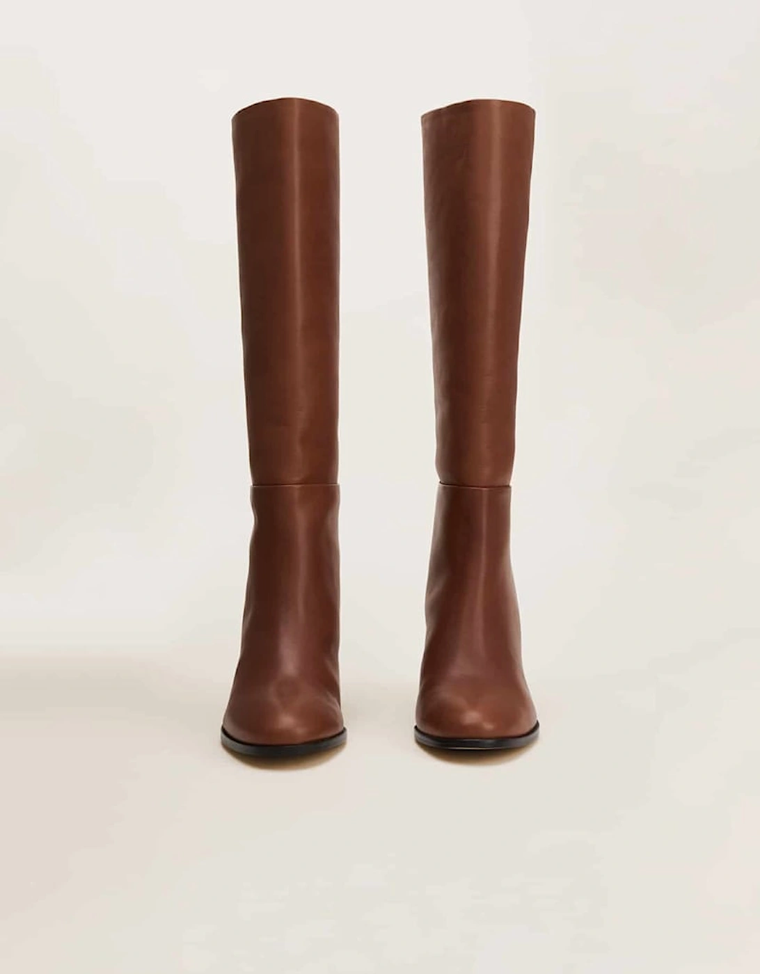 Jordan Tan Leather Long Knee Boots