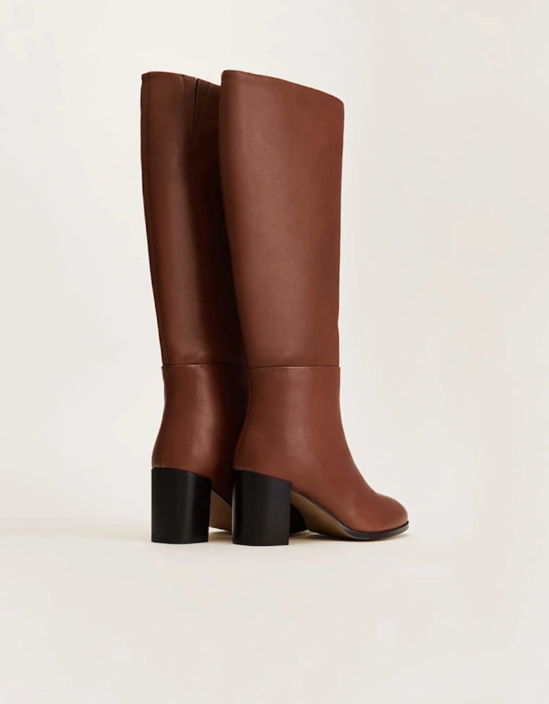 Jordan Tan Leather Long Knee Boots