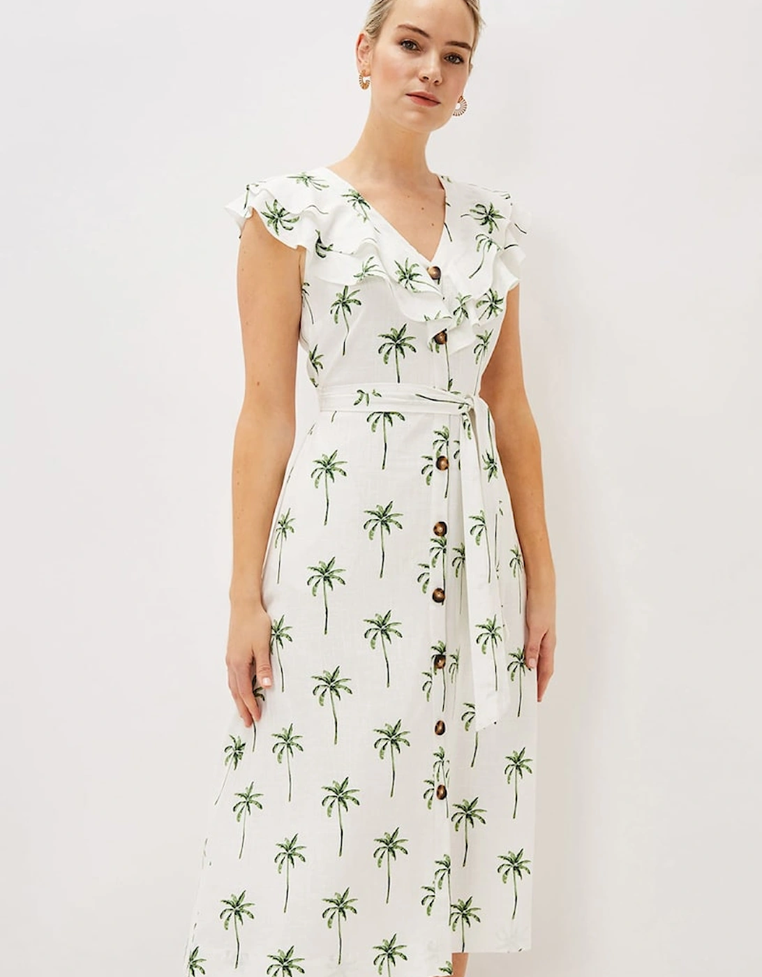 Jamilla Palm Print Midi Dress, 7 of 6
