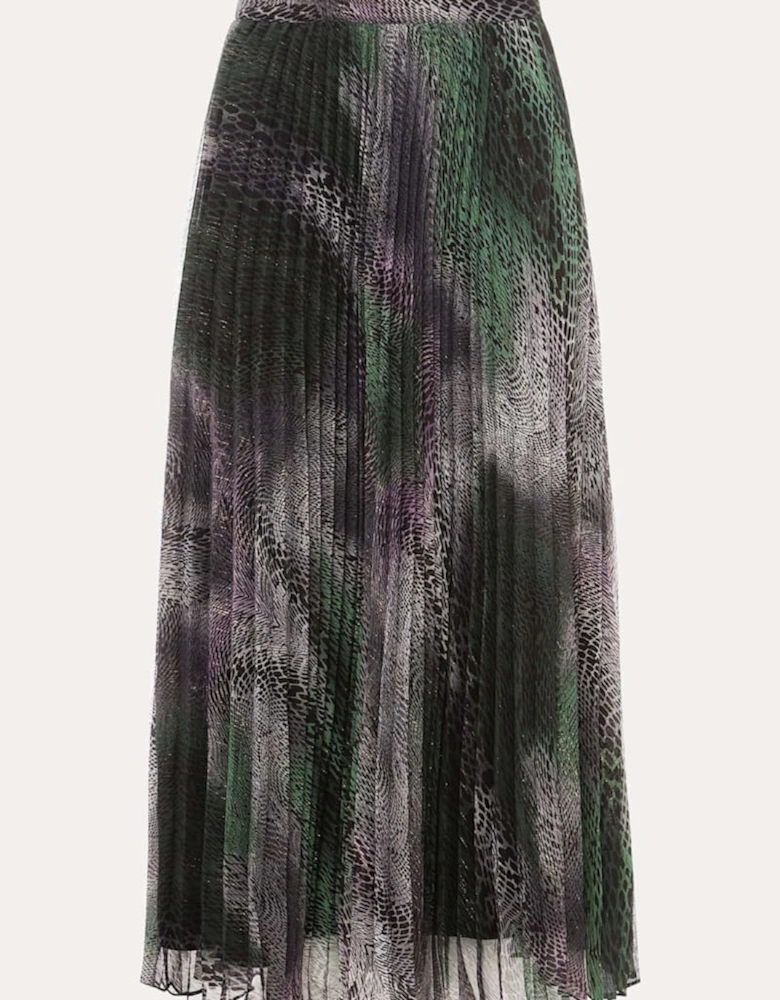 Camina Snake Print Pleated Maxi Skirt