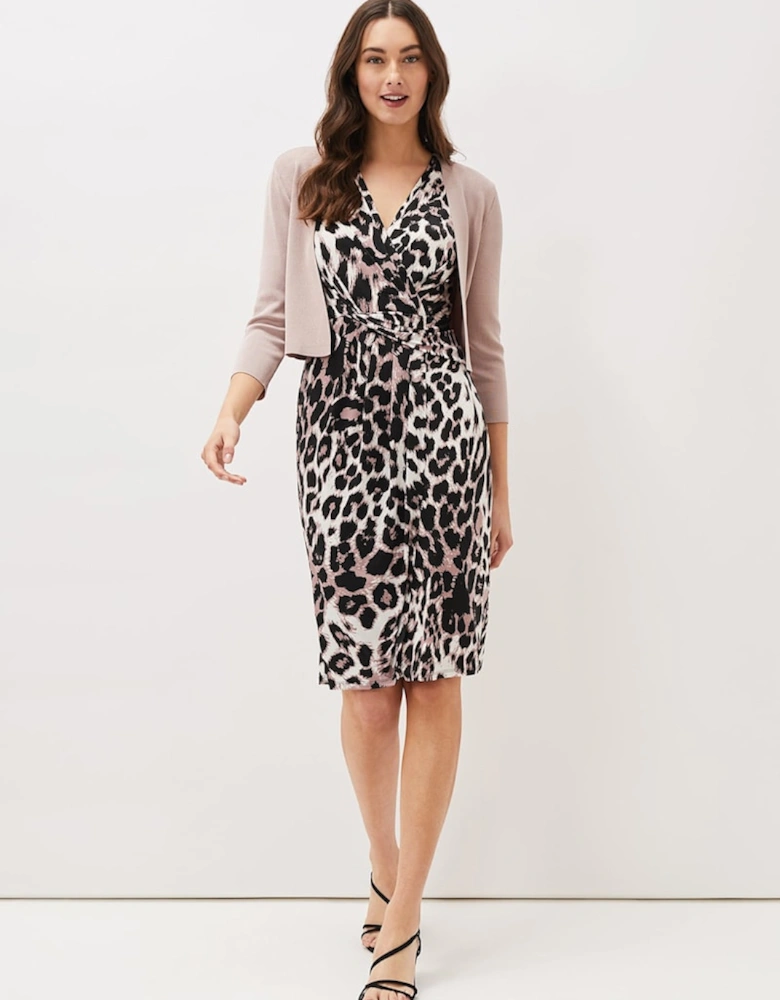 Chelsie Leopard Print Sleeveless Jersey Dress