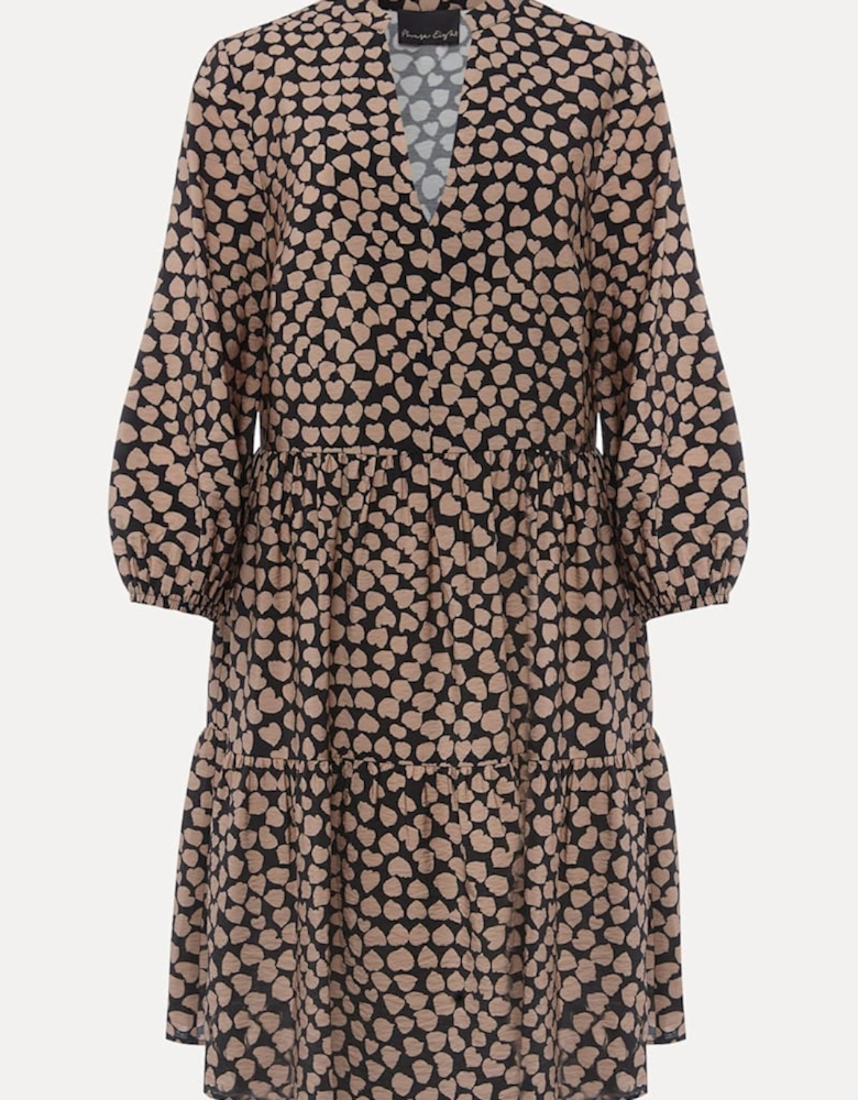 Kesia Heart Print Shirt Dress