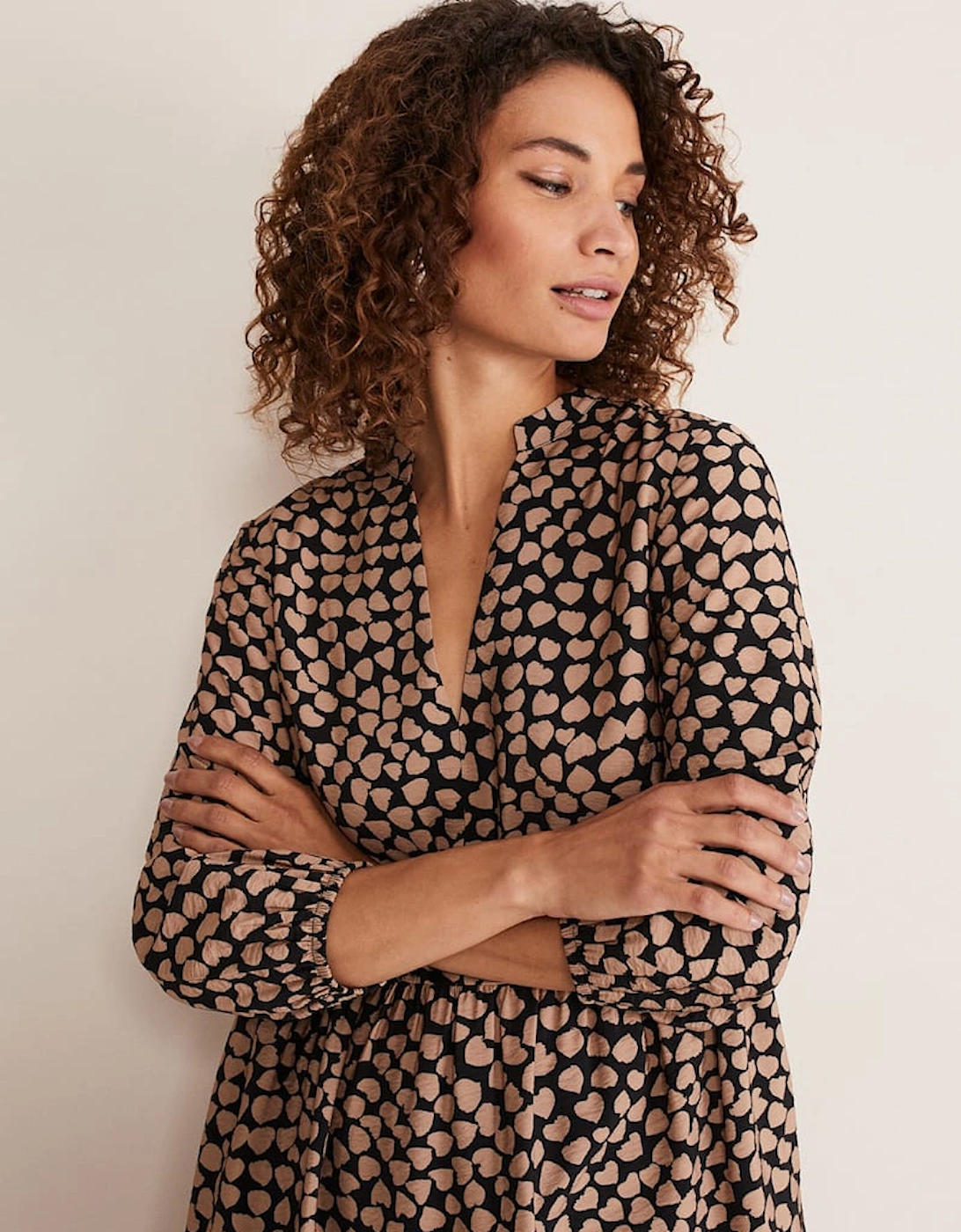 Kesia Heart Print Shirt Dress