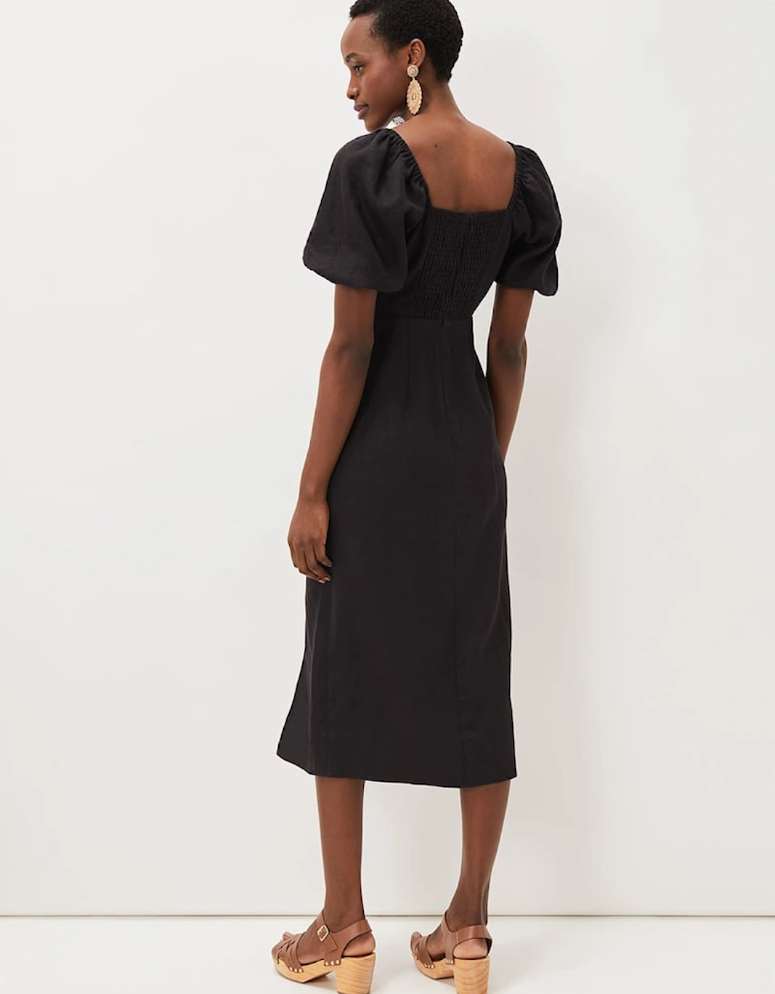 Effie Linen Puff Sleeve Dress