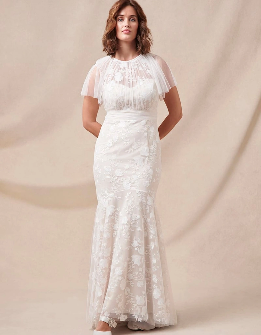 Delilah Mesh Embroidered Maxi Wedding Dress, 2 of 1
