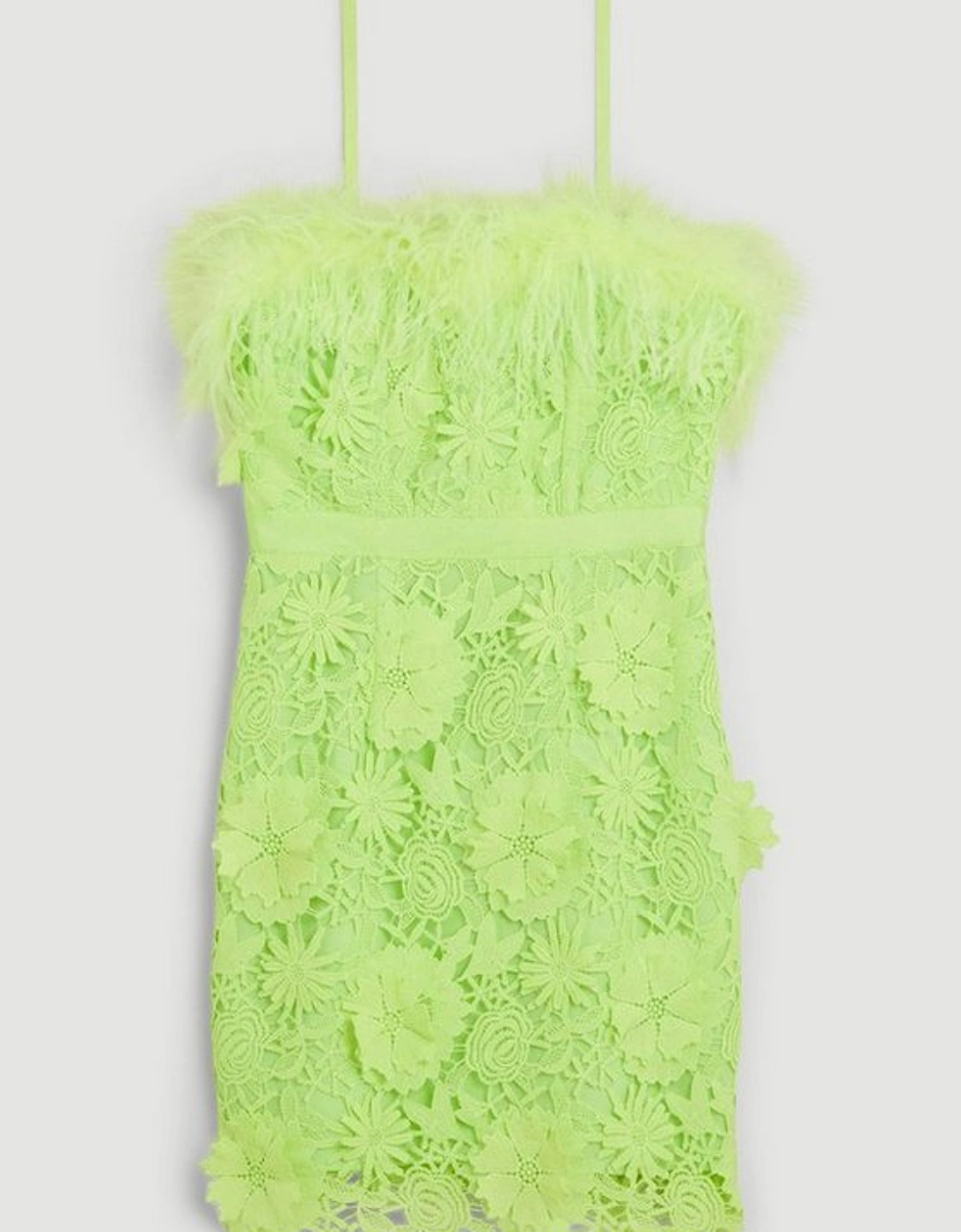 Lace Feather Bardot Woven Mini Dress