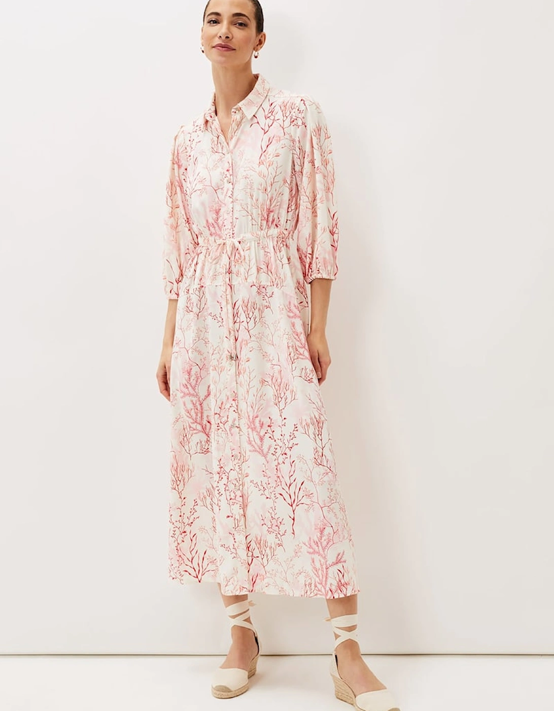 Tana Coral Printed Midi Dress, 7 of 6