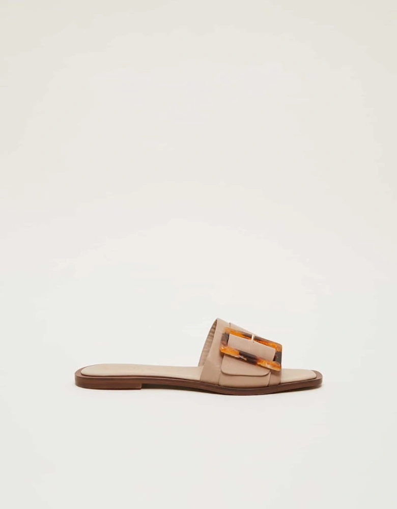 Leather Buckle Flat Sandals