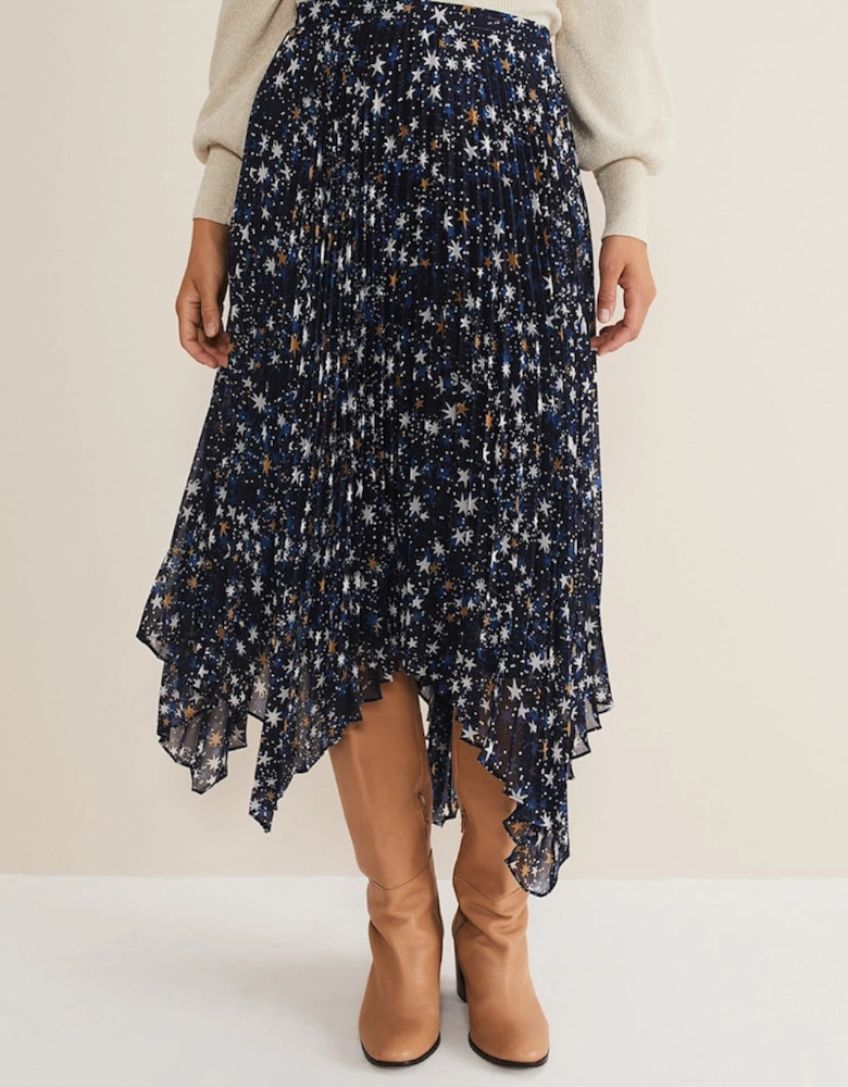 Zeba Star Pleated Midi Skirt