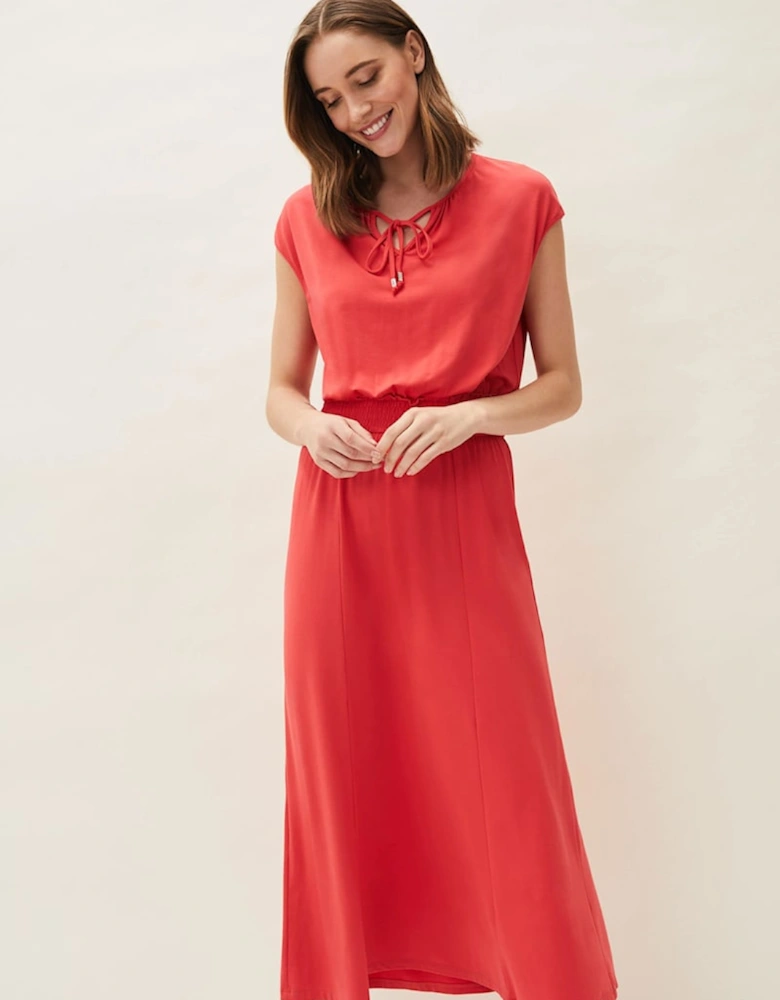 Kiera Jersey Shirred Waist Midi Dress
