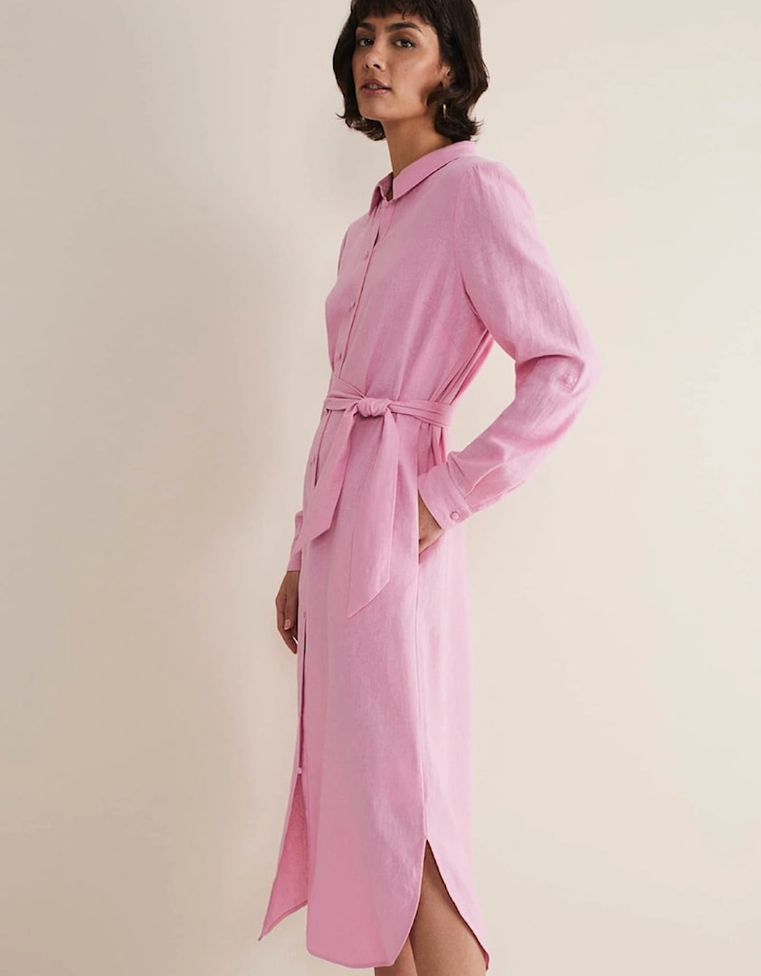 Rosalina Pink Linen Shirt Dress, 2 of 1