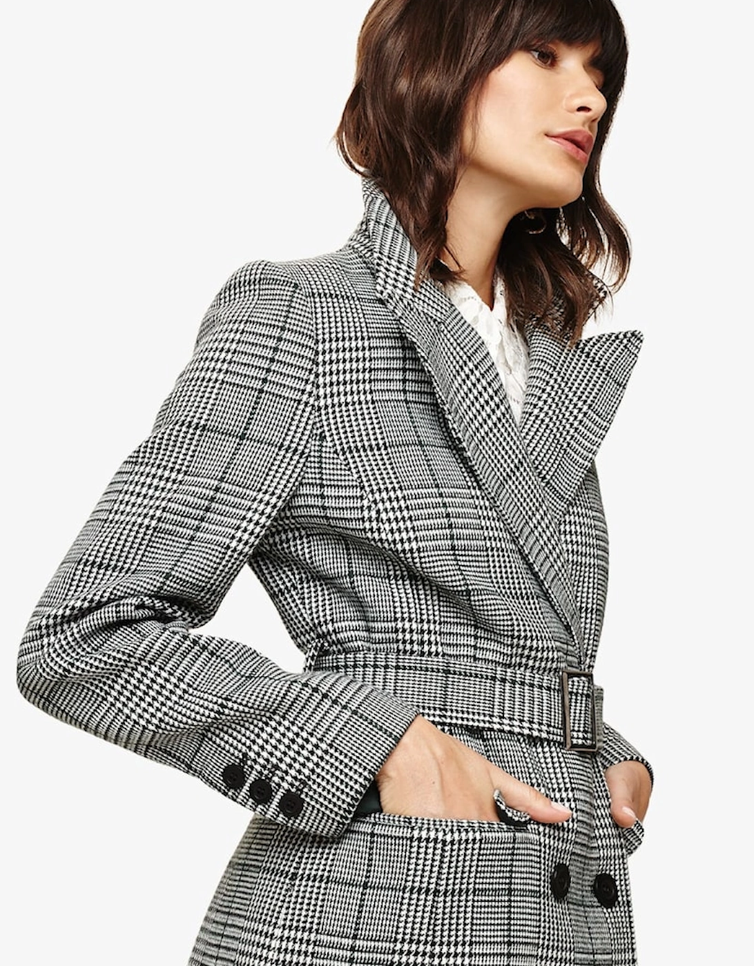 Carmel Check Trench Coat