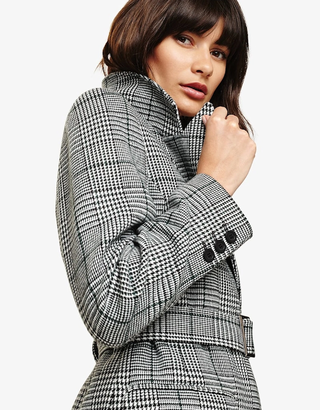 Carmel Check Trench Coat