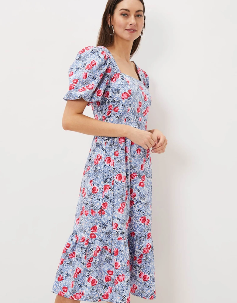 Abbiana Cotton Floral Midi Dress