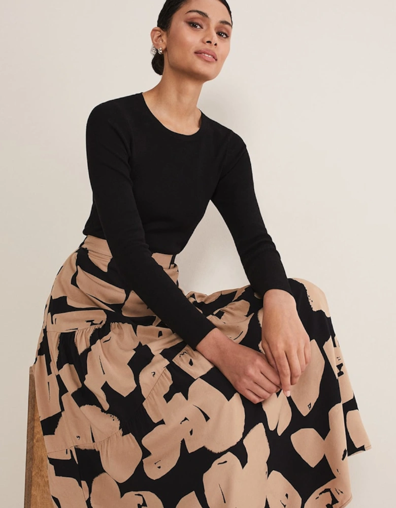 Luana Geo Print Midi Skirt