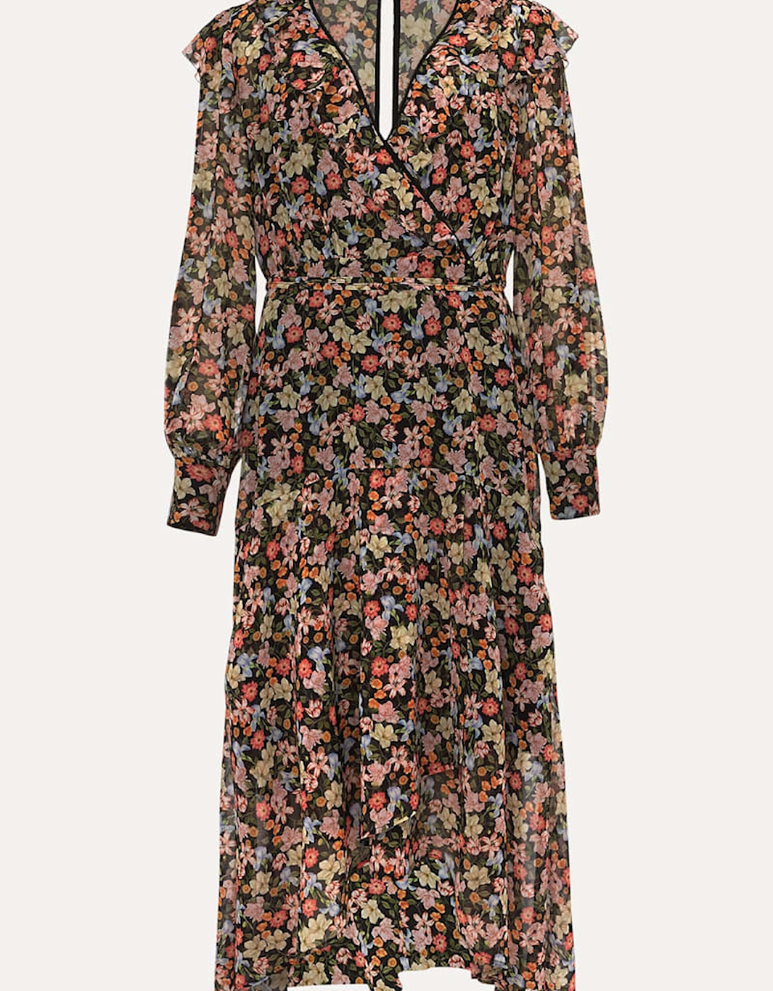 Sadie Floral Chiffon V-Neck Midi Dress