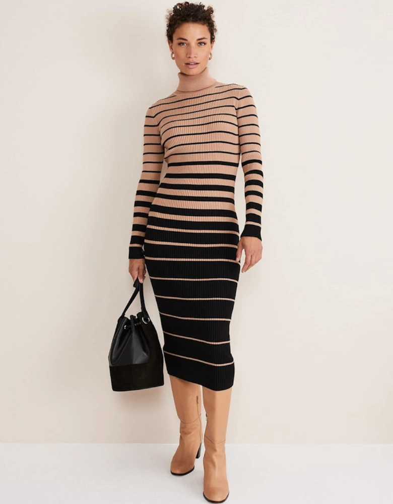 Bettie Ombre Colourblock Ribbed Dress