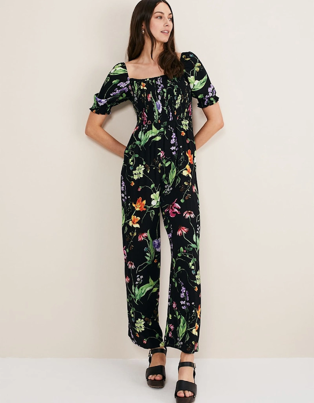 Zaylah Floral Shirred Waist Jumpsuit, 7 of 6