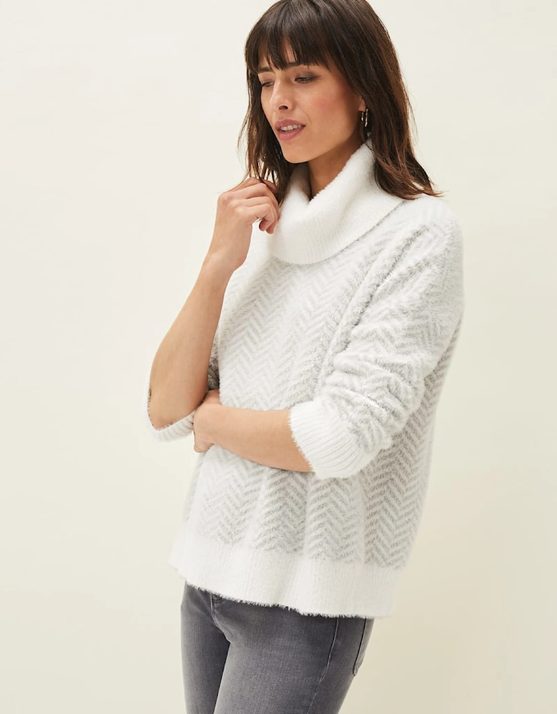 Jess Chevron Jacquard Chunky Jumper, 7 of 6