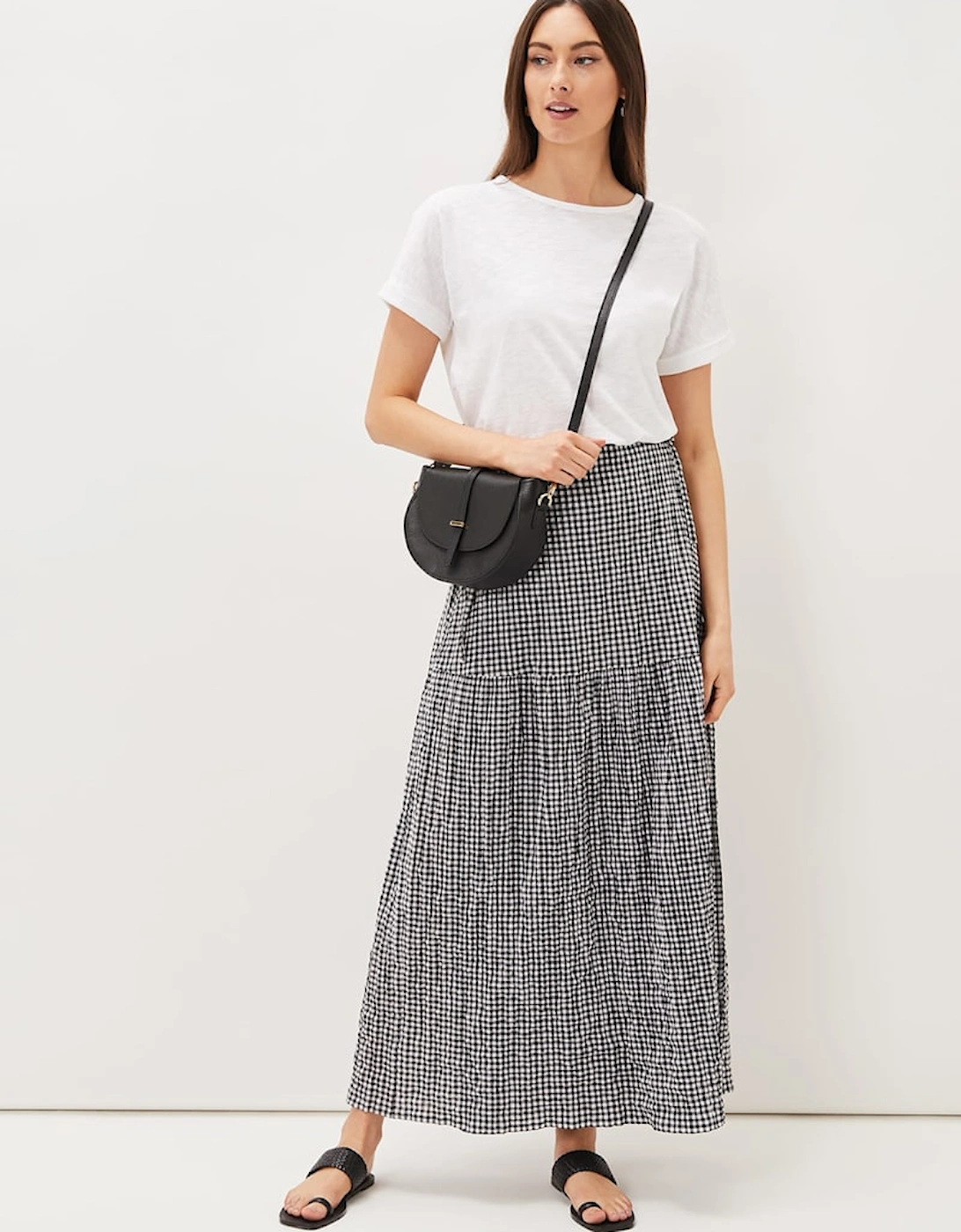 Tyrina Cotton Gingham Wrap Maxi Skirt, 7 of 6