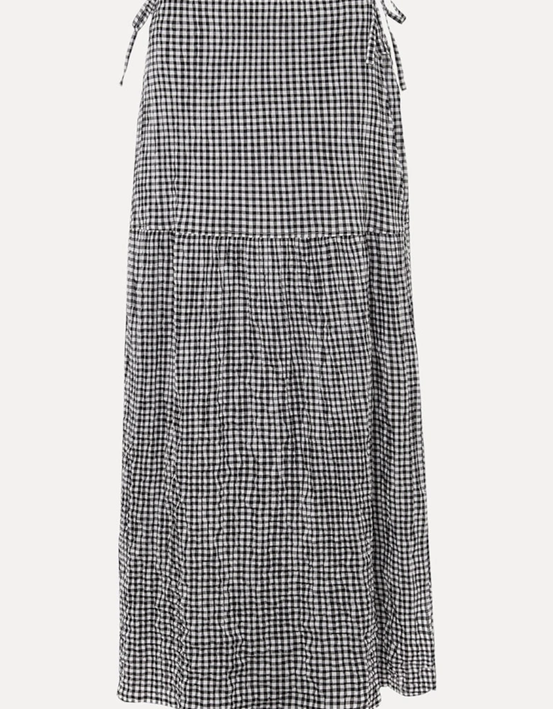 Tyrina Cotton Gingham Wrap Maxi Skirt