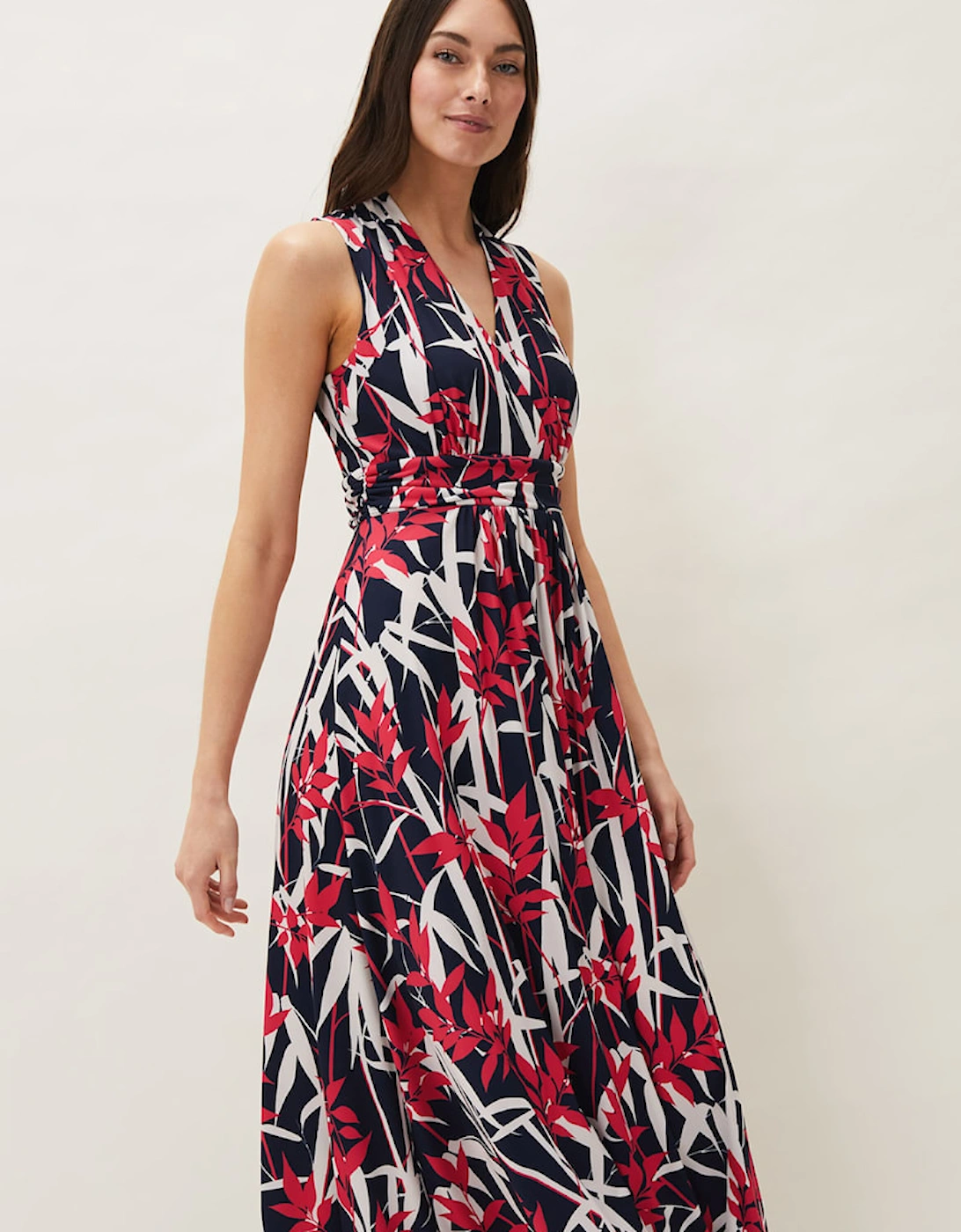 Ellen Palm Print Jersey Maxi Dress