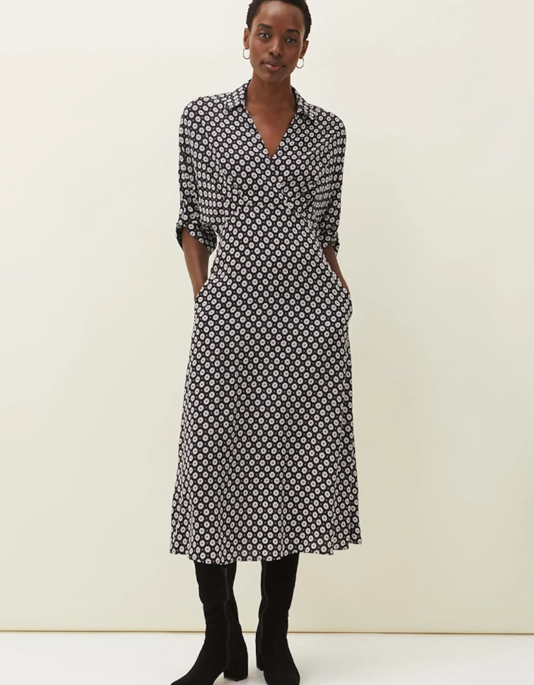 Ryleigh Geometric Print Midi Dress