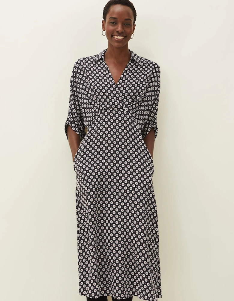 Ryleigh Geometric Print Midi Dress