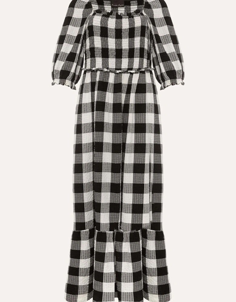 Evlin Gingham Square Neck Dress