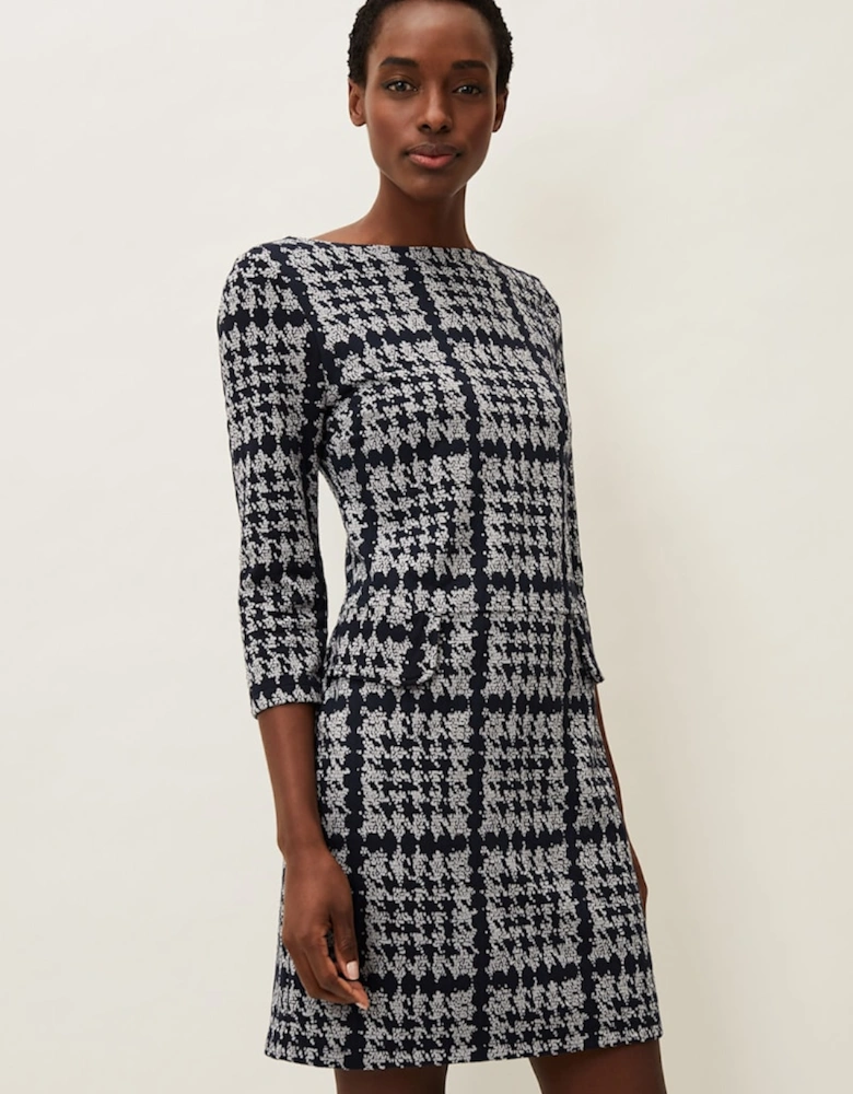 Amani Houndstooth Check Tunic Dress