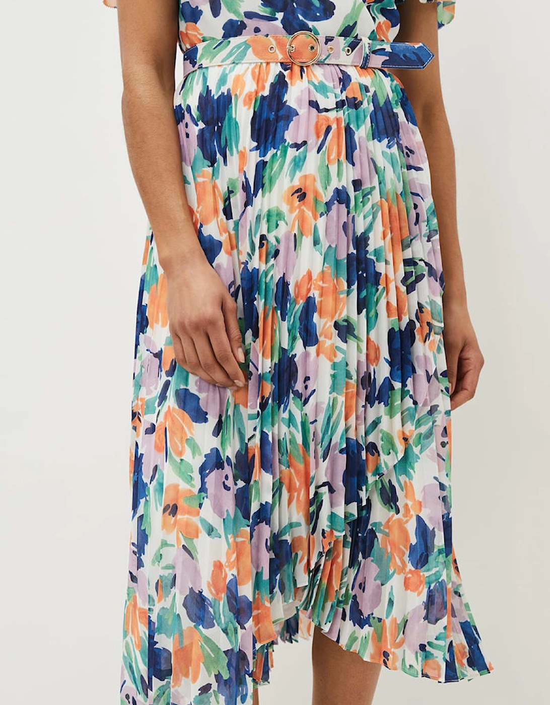 Essie Floral Pleated Midi Dress