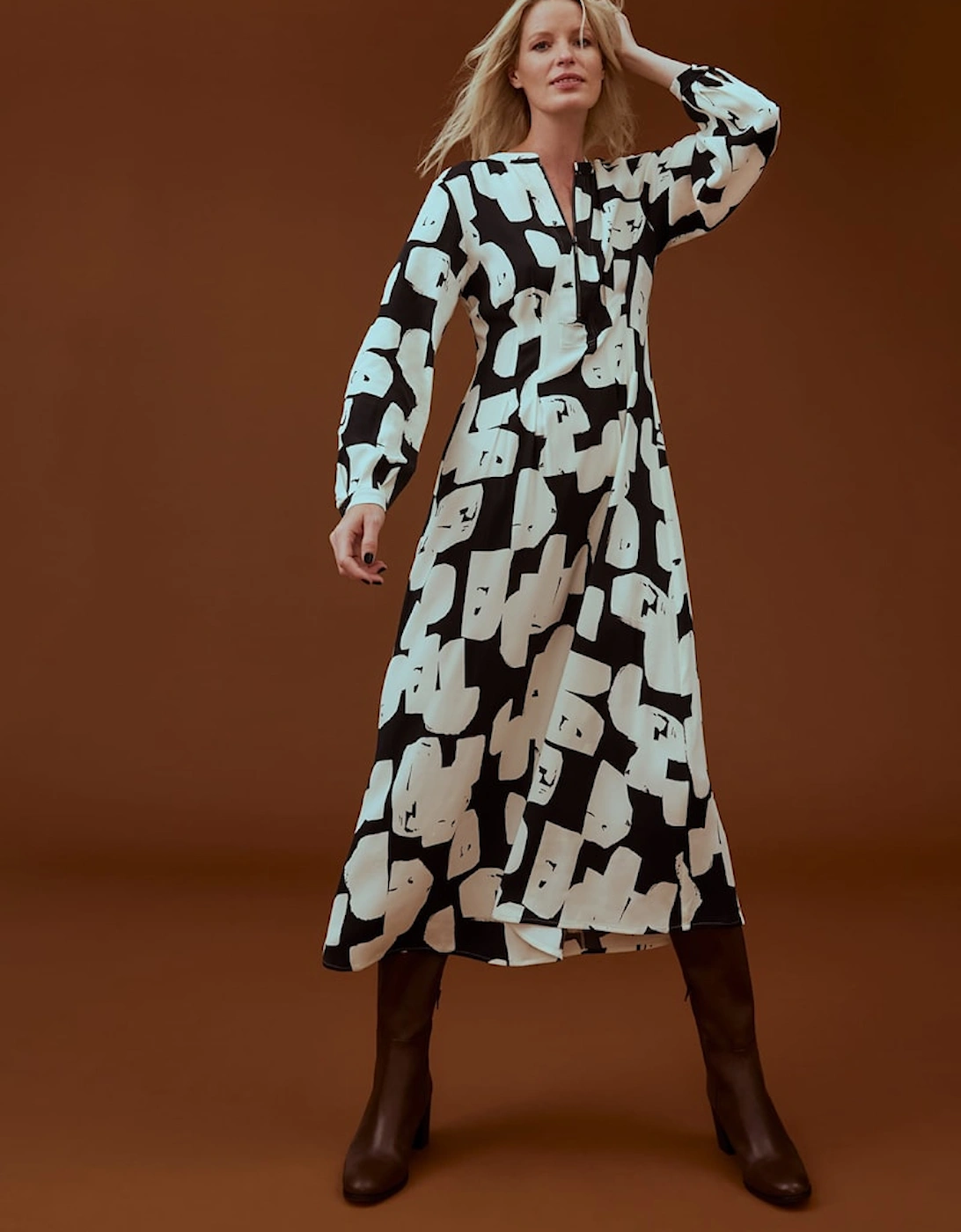 Luana Geo Zip Front Midi Dress, 7 of 6