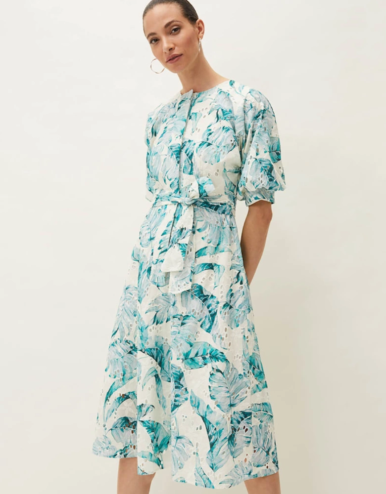 Palms Broderie Anglaise Printed Cotton Dress