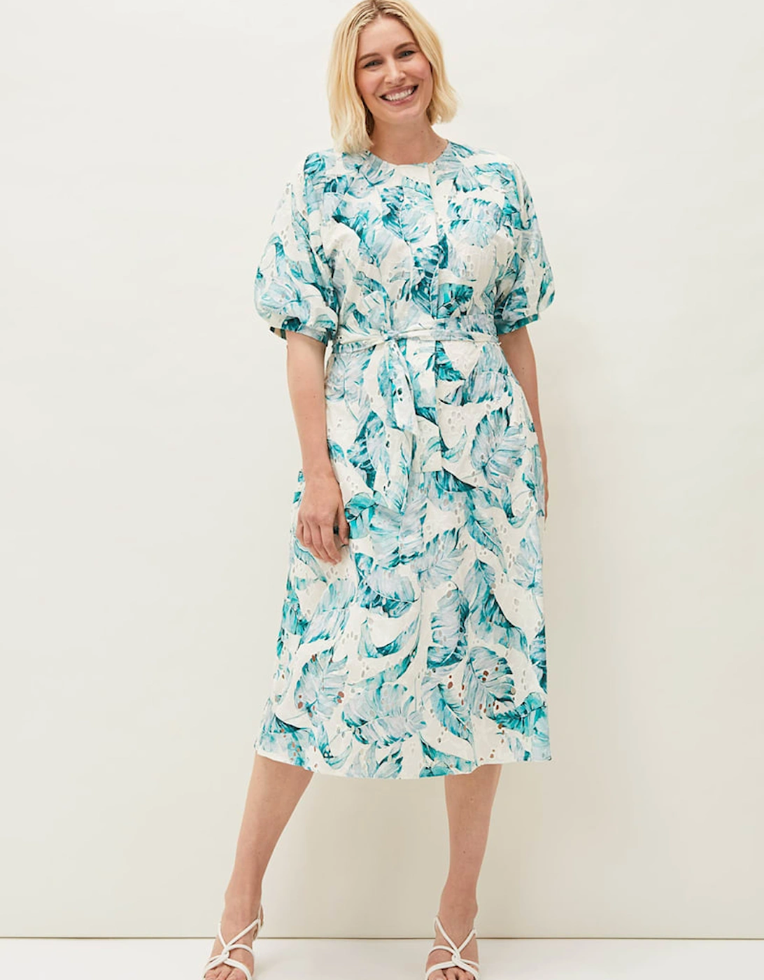 Palms Broderie Anglaise Printed Cotton Dress