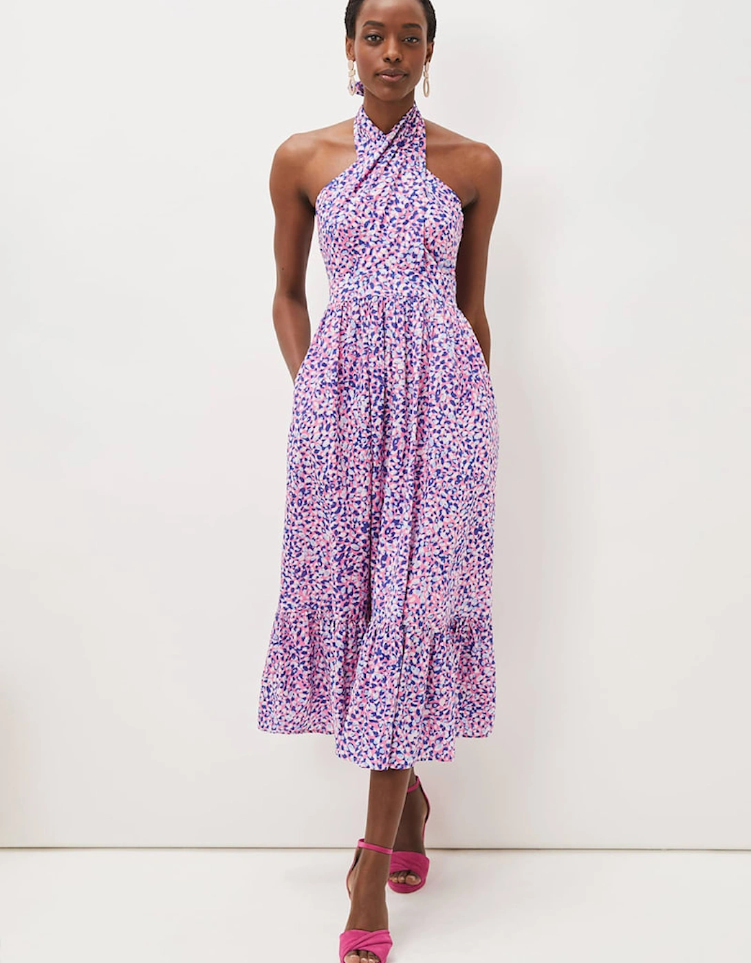 Gemmi Cotton Almond Print Halterneck Dress