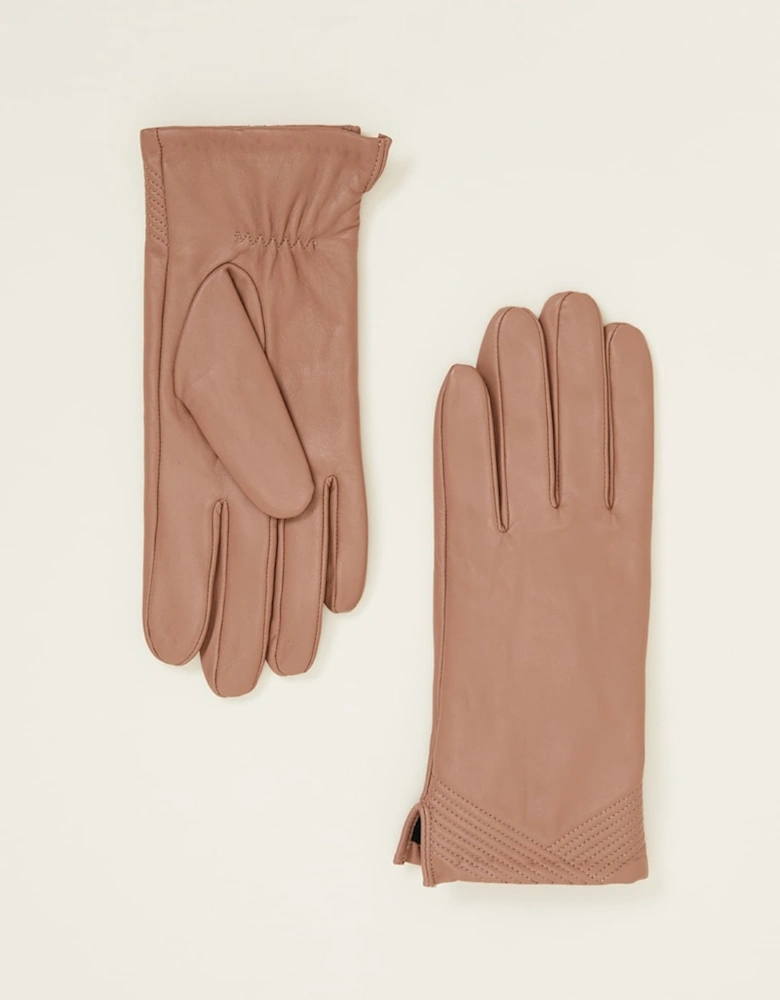 Pleat Detail Leather Gloves